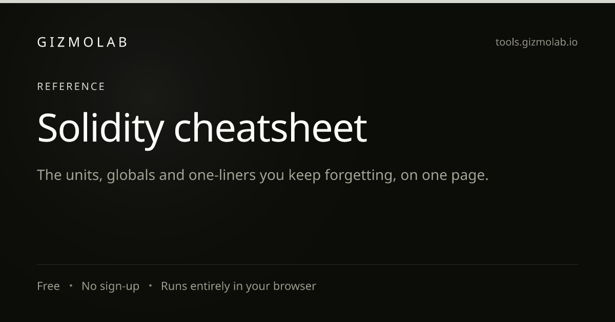 Solidity Cheatsheet - Quick Reference Guide